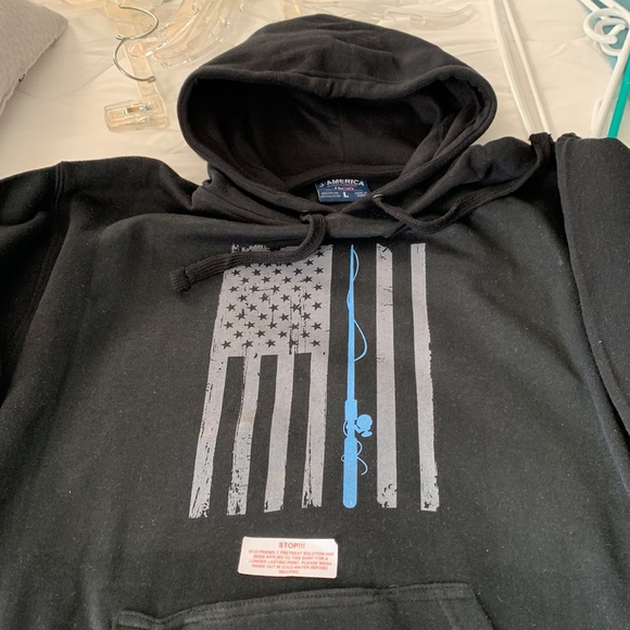 J America Huzu men’s black hooded sweatshirt - Picture 2 of 3